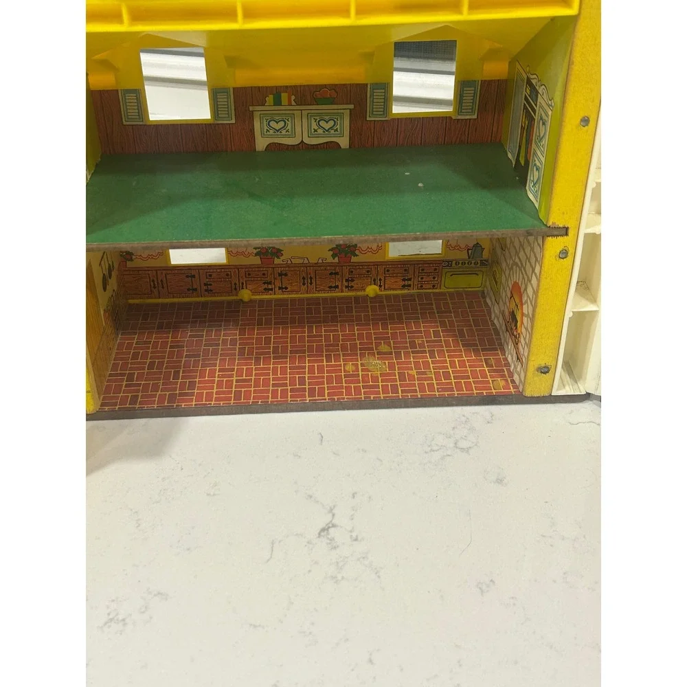 Vintage 1969 Fisher Price Play Family House 952 Blue Yellow Dollhouse Only‎
